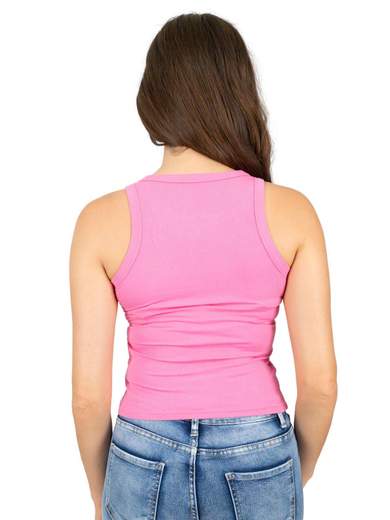 WATER JEANS Canotta Scollo Americana Donna A Costine Corta In Viscosa Aderente