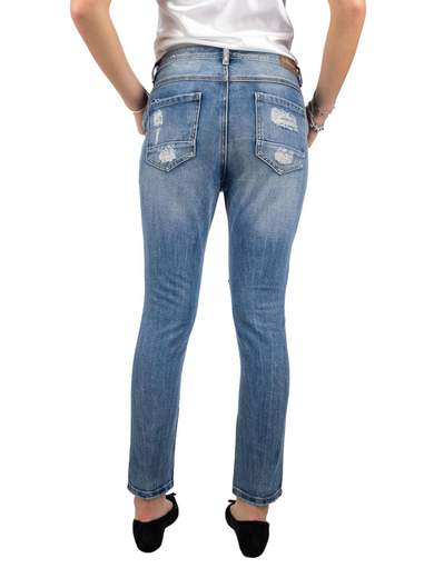 STRABELLO Jeans Boyfriend Strappati Donna Baggy Cavallo Basso Chiari