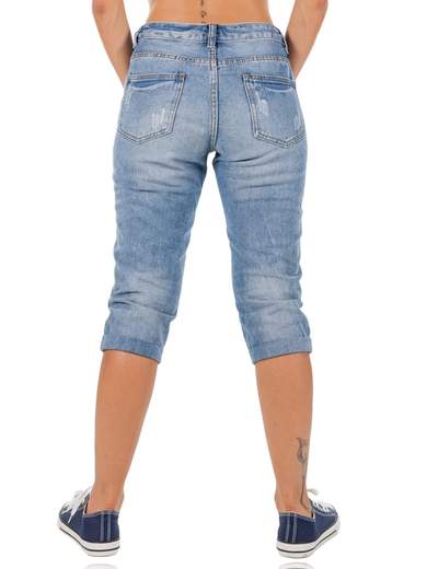 FARFALLINA Jeans pinocchietto donna estivo corto delave