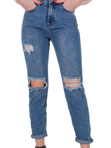 STRABELLO Jeans Strappati Donna Vita Alta a Sigaretta Slim Fit
