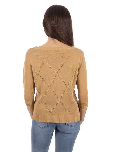 STRABELLO Maglia Scollo A Barchetta Donna Maniche Tre Quarti Di Cotone