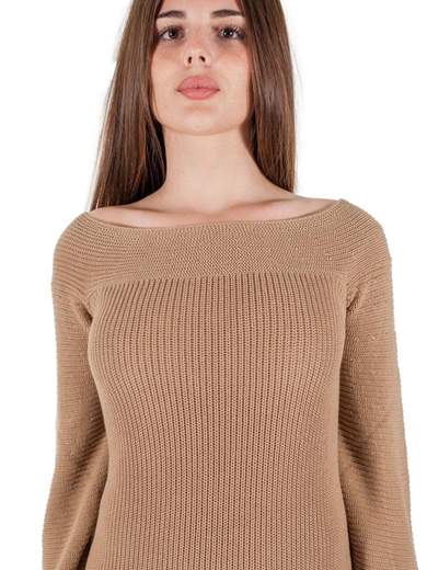 RINASCIMENTO Maxi Maglia Vestito In Cotone A Coste Con Maniche A Palloncino