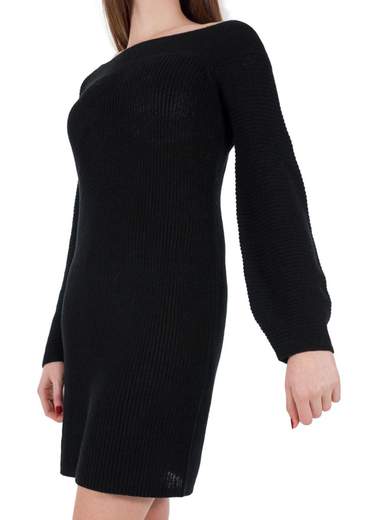 RINASCIMENTO Maxi Maglia Vestito In Cotone A Coste Con Maniche A Palloncino