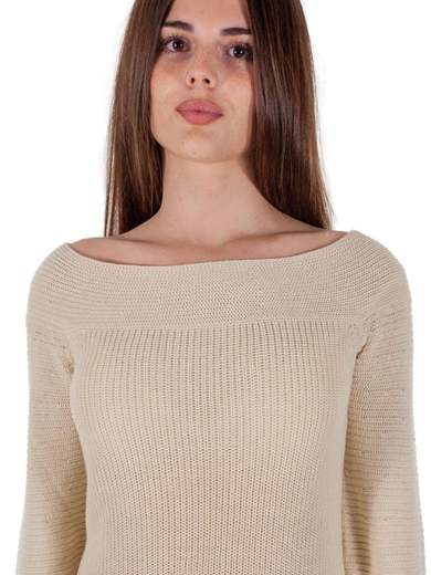 RINASCIMENTO Maxi Maglia Vestito In Cotone A Coste Con Maniche A Palloncino