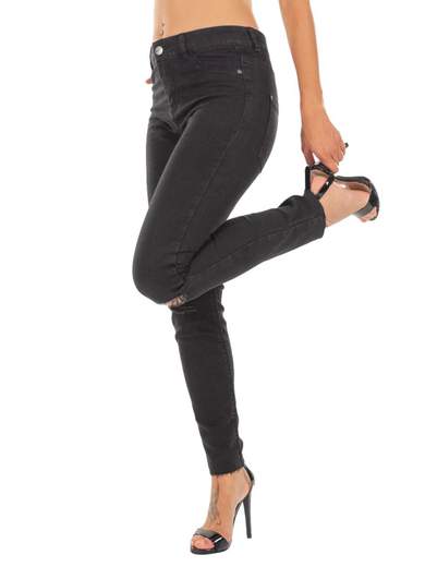 STRABELLO Jeans Strappati Ginocchia Donna a Sigaretta Estivo Slim Fit