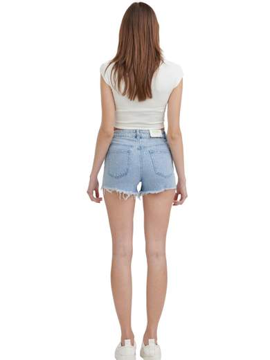AD'ORO JEANS Shorts in denim da ragazza con strass e frange T083