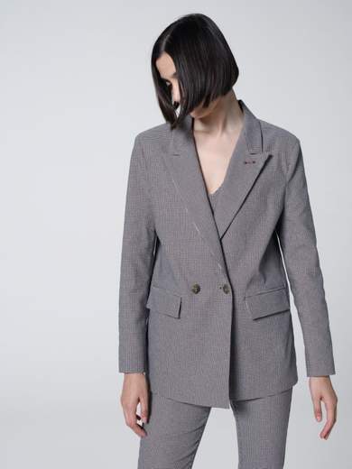 SO ALLURE Tailleur Pantalone Donna Con Giacca Doppio Petto In Pied De Poule