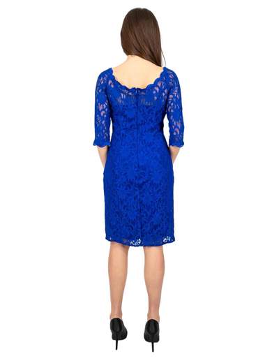 Sologioie Curvy Tubino Cerimonia Donna Elegante In Pizzo Corto Glitterato