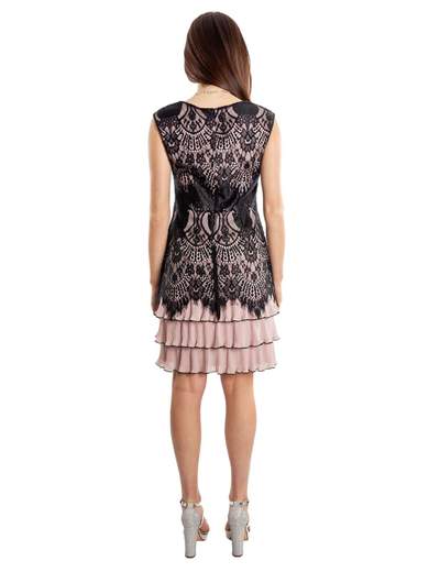 FRANK LYMAN Vestito Corto Elegante Da Cerimonia O Sera In Pizzo Con Balze