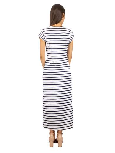 STRABELLO Vestito Lungo A Righe Donna Estivo Con Spacco Laterale Da Giorno