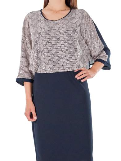 Vestito elegante donna con mantellina in lurex - Modello longuette COYOTE