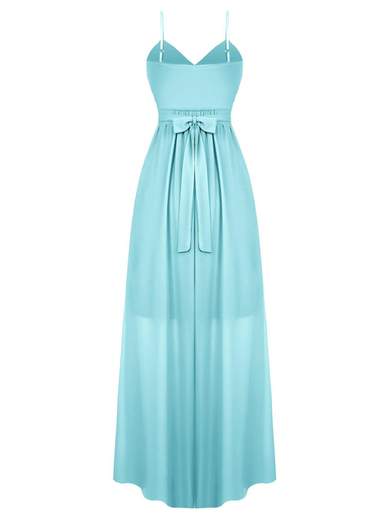 Abito Lungo Cerimonia Stile Impero con Scollo a Cuore e Spalline Sottili