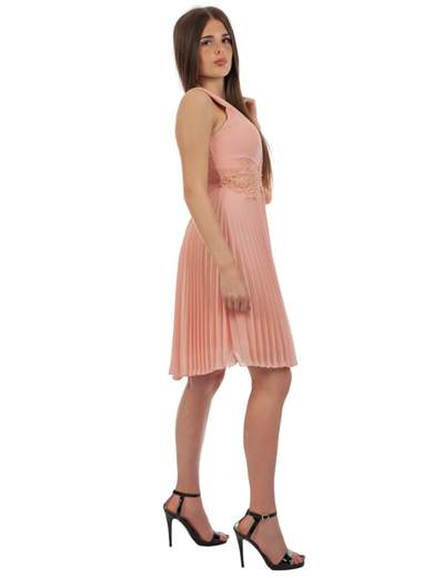 Abito cerimonia donna corto con spalline elegante in chiffon