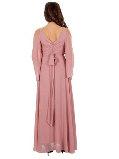 Abito lungo elegante cerimonia manica lunga stile impero