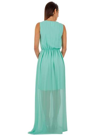 Abito lungo elegante cerimonia in chiffon con collana