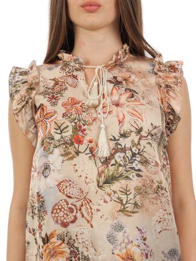 Blusa Elegante Donna A Fiori Taglie Comode Curvy Kitana