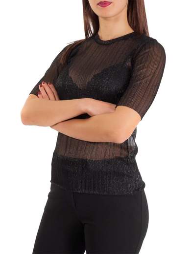 CARMEN Top Da Sera Top Discoteca Sexy Glitter Sottogiacca Trasparente