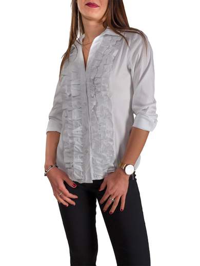 CARMEN Camicia con ruches elegante maniche lunghe DIAMANTE
