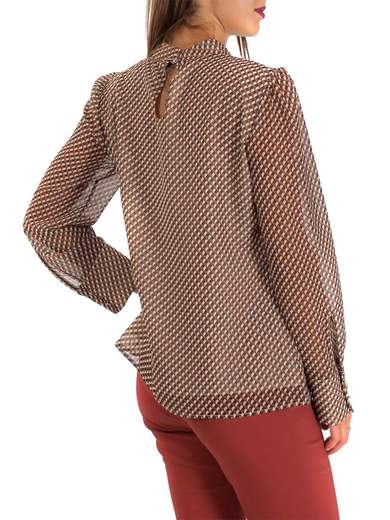 CARMEN Blusa Elegante Donna Fantasia Manica Lunga Chiffon