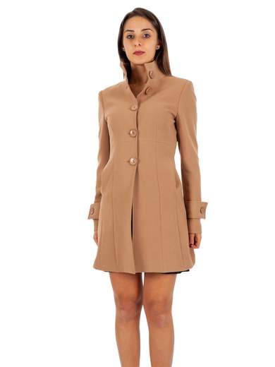 Cappotto Donna Corto Sciancrato Elegante con Collo Alto