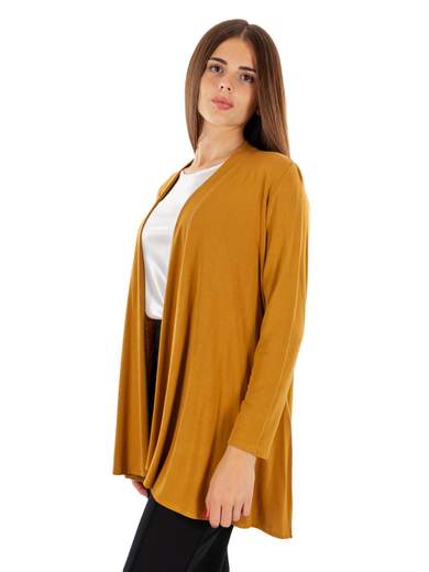 Cardigan Lungo Donna In Cotone Aperto Senza Bottoni Curvy