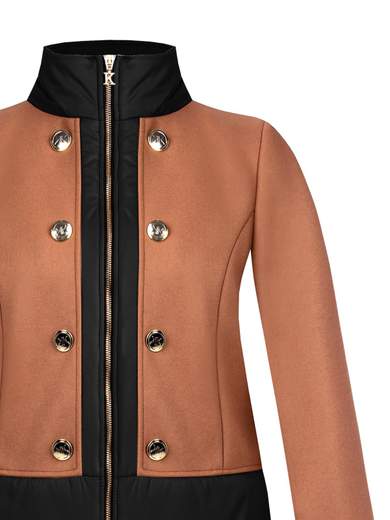 Giubbotto invernale donna corto con zip e inserti in piumino curvy