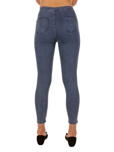 Jeans Crop Donna Vita Alta Skinny Push Up Stretti Elasticizzati