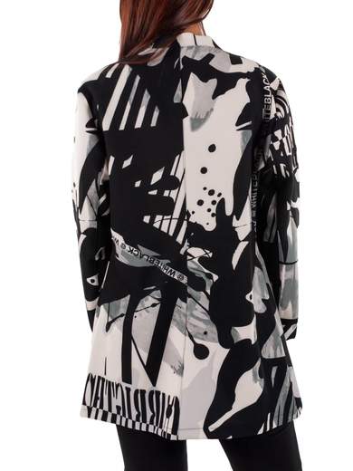 Giacca lunga donna a fantasia bicolore in tessuto tecnico