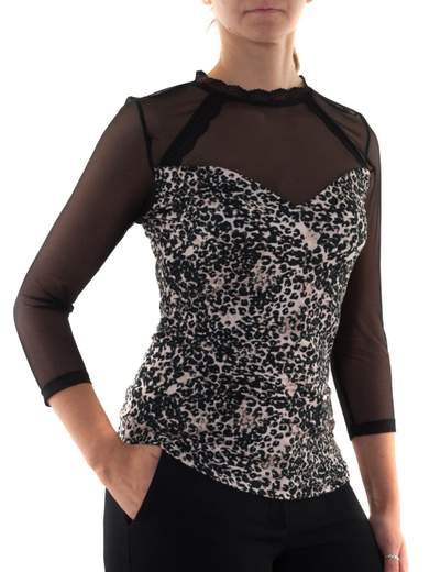 MADE IN ITALY Top animalier con trasparenze