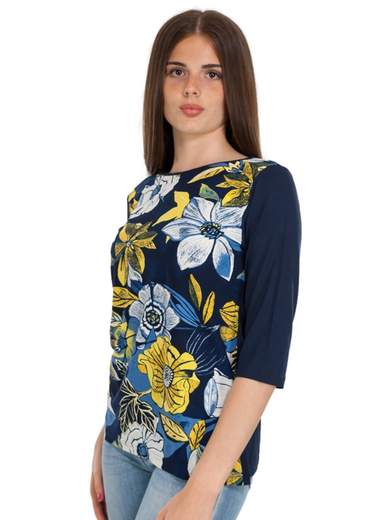 Maglia Estiva Donna Girocollo Manica Tre Quarti A Fiori