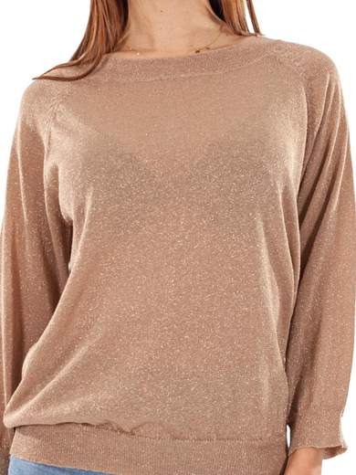 Maglia lurex estate donna maniche lunghe girocollo