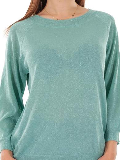 Maglia lurex estate donna maniche lunghe girocollo