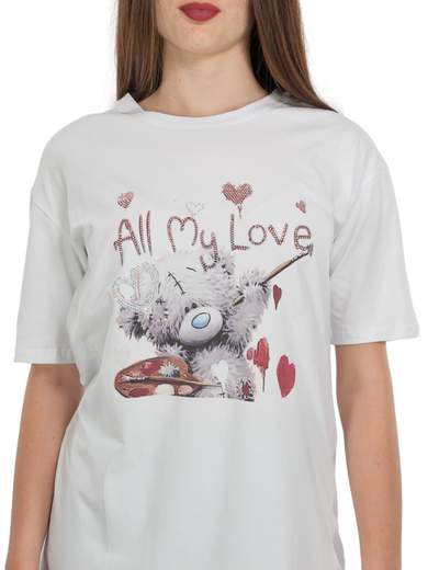 Maglietta Lunga Per Leggings Donna Cotone Con Scritte E Stampa