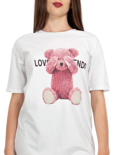 Maglietta Lunga Per Leggings Donna Con Stampa Maniche Corte