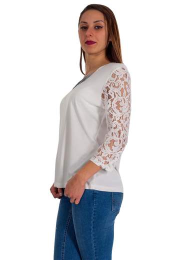 Blusa Elegante Per Cerimonia Taglie Forti Donna In Pizzo