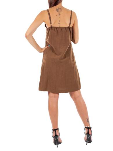 RINASCIMENTO Vestito Donna Estivo Corto Rinascimento In Lino Svasato