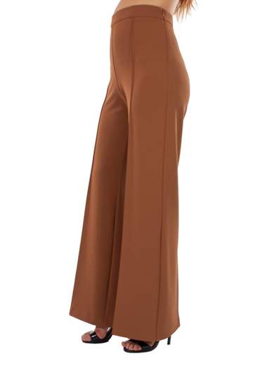 Pantaloni larghi donna a vita alta eleganti in crepe stretch