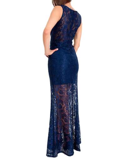 Abito lungo cerimonia in pizzo a sirena donna elegante