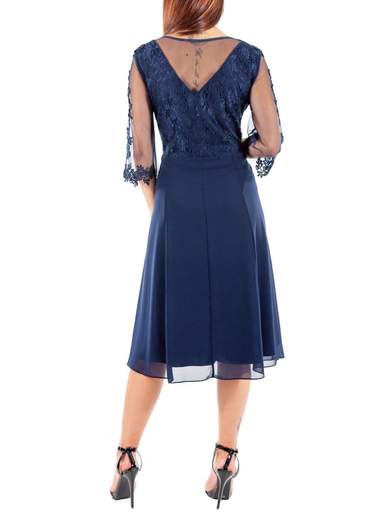 Abito Cerimonia Donna Corto Elegante con Pizzo e Strass