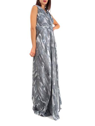 Abito da sera lungo maculato lurex con spacco stile impero