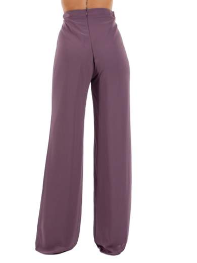 Pantaloni eleganti donna a palazzo in chiffon vita alta
