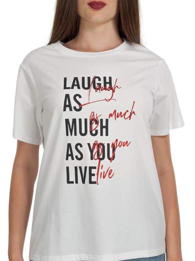 T-shirt con scritte donna online maniche corte in cotone