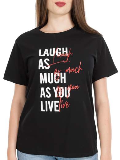 T-shirt con scritte donna online maniche corte in cotone