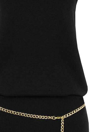 Vestito Corto Donna Rinascimento In Maglia Con Cintura Dorata