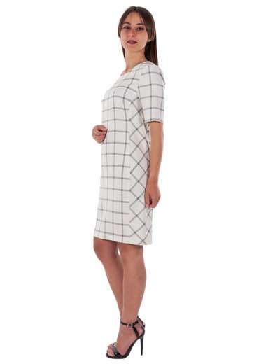 CARMEN Vestito Donna A Tubino Maniche Corte Sopra Il Ginocchio