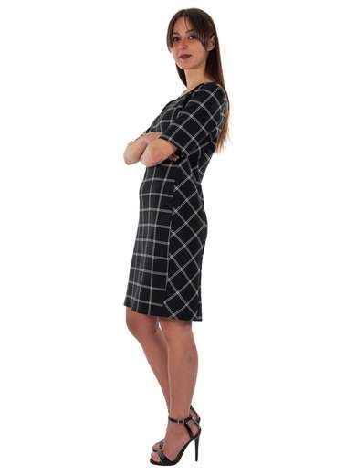 CARMEN Vestito Donna A Tubino Maniche Corte Sopra Il Ginocchio