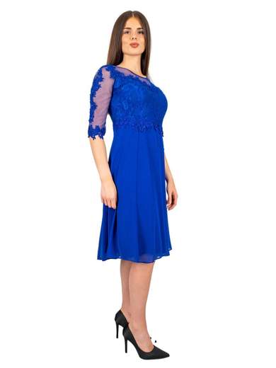 Abito Cerimonia Donna Corto Elegante con Pizzo e Strass