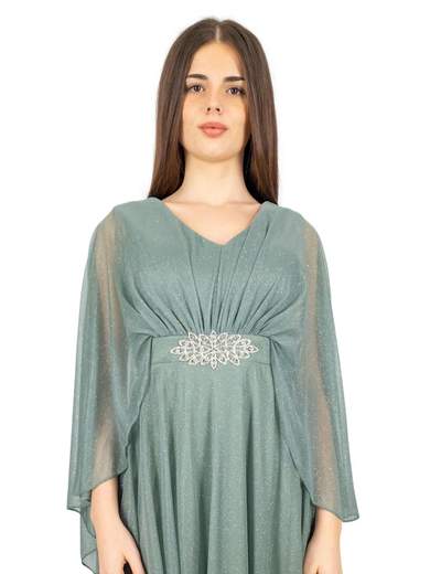 JEAN CRYÒ Abito Cerimonia Corto Glitterato In Chiffon Taglie Forti
