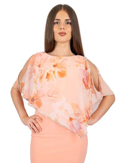 Abito cerimonia donna corto a tubino elegante con mantella