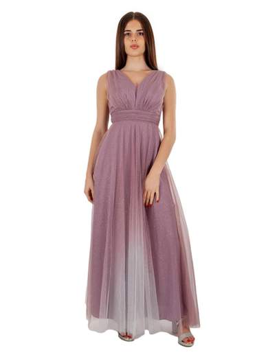 Abito lungo da cerimonia in tulle stile impero